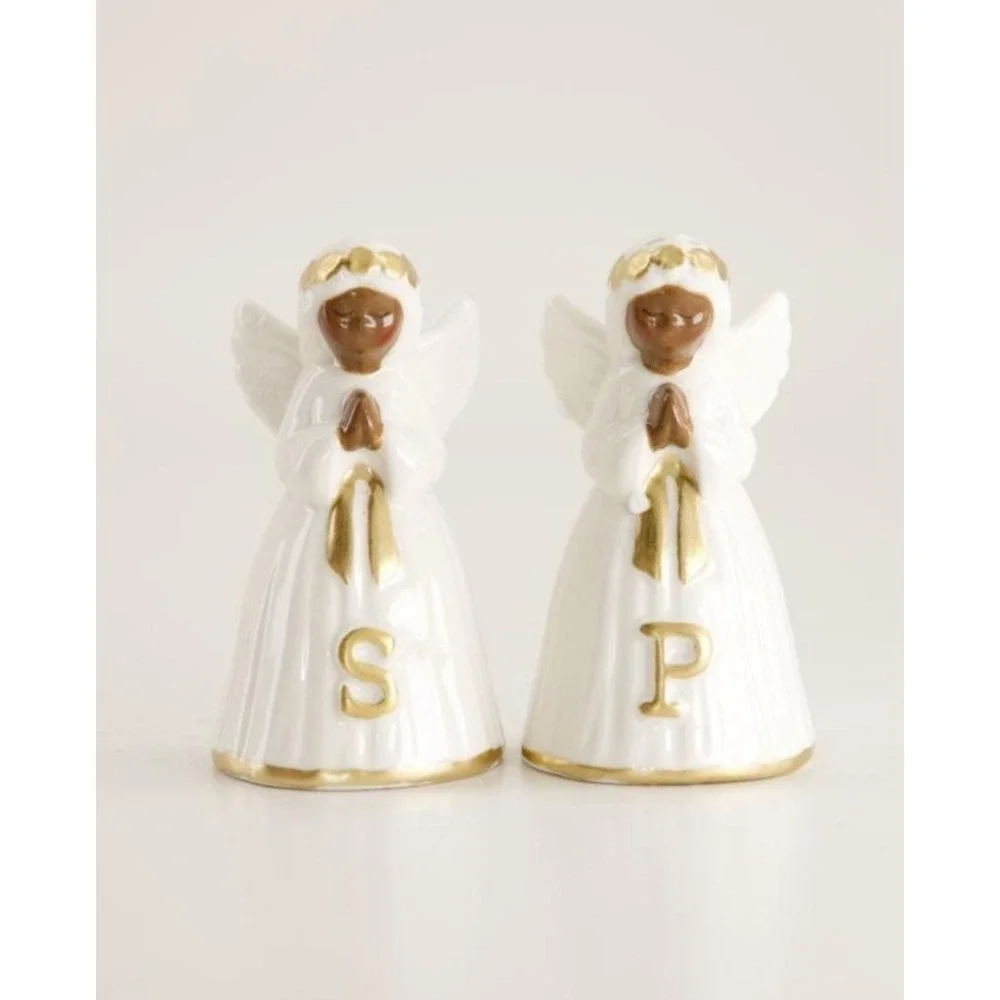 Cracker Barrel Angel Salt and Pepper Ceramic Shaker White and Gold Set NEW 2026
